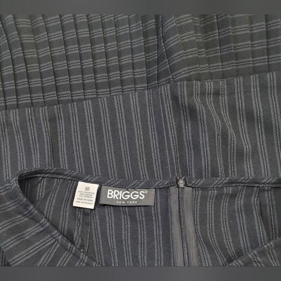 Briggs 10 Business Office Black Pinstripe Skirt Pleated Bottom Excellent Cond - Picture 3 of 3